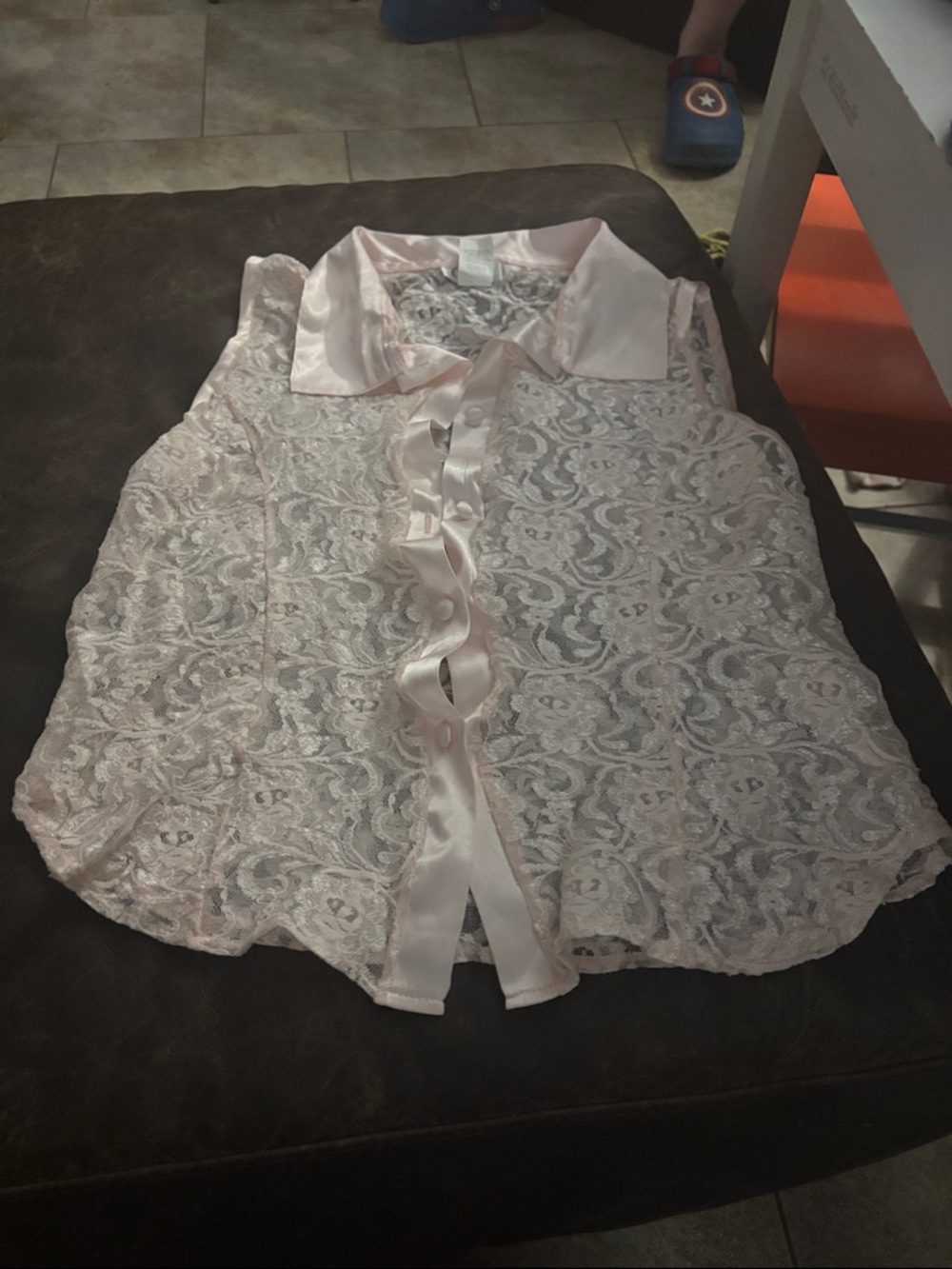 Cinema Etoile Blouse Womens Medium Sheer Lace Vintage Whimsy Intimate Pink Sexy